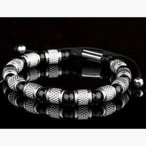 Unisex Stainless Steel Black Tigers Eye Bracelet